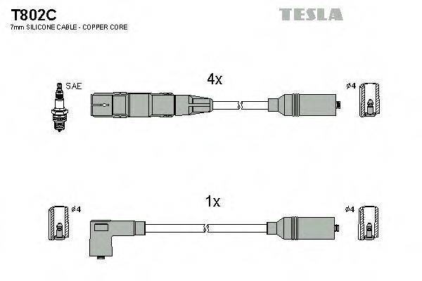 Комплект дротів запалення TESLA T802C