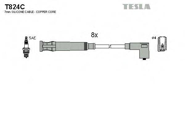 Комплект проводов зажигания TESLA T824C