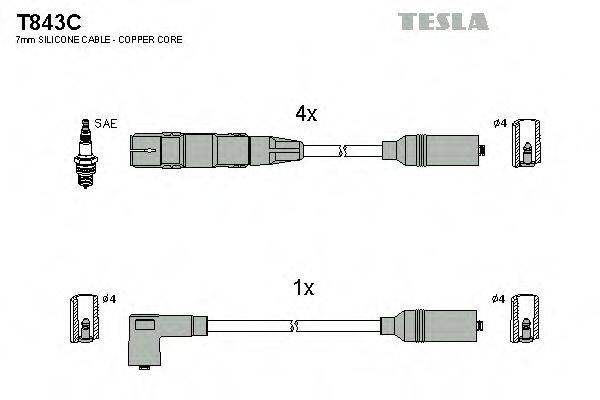 Комплект проводов зажигания TESLA T843C