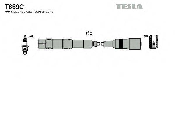 Комплект проводов зажигания TESLA T869C