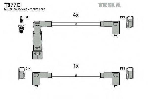 Комплект проводов зажигания TESLA T877C