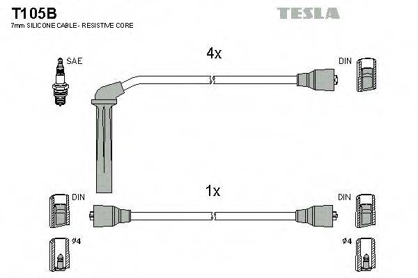 Комплект проводов зажигания TESLA T105B