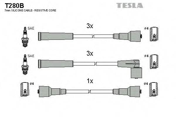 Комплект проводов зажигания TESLA T280B