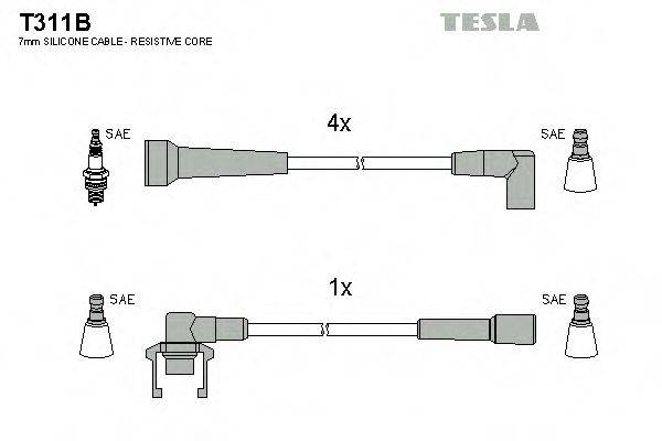 Комплект проводов зажигания TESLA T311B