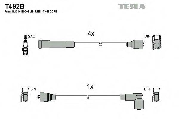 Комплект проводов зажигания TESLA T492B