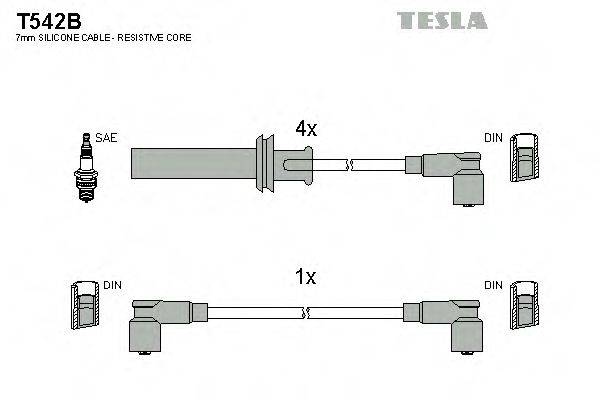 Комплект проводов зажигания TESLA T542B