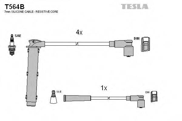 Комплект дротів запалення TESLA T564B