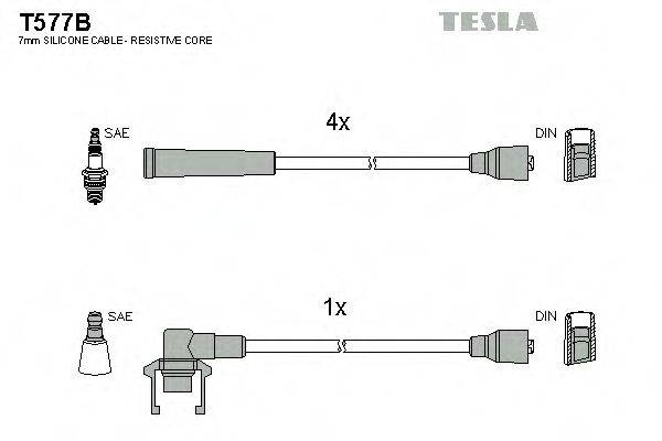 Комплект проводов зажигания TESLA T577B