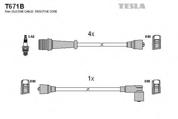 Комплект проводов зажигания TESLA T671B