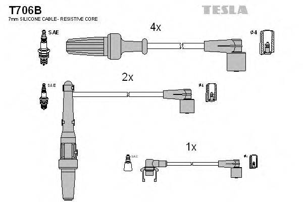 Комплект проводов зажигания TESLA T706B
