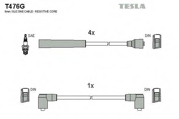 Комплект проводов зажигания TESLA T476G