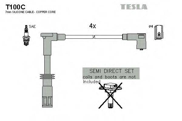 Комплект проводов зажигания TESLA T100C