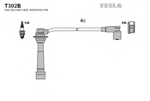 Комплект проводов зажигания TESLA T302B