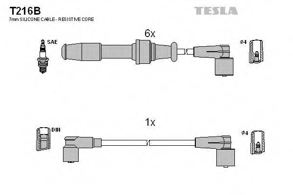 Комплект дротів запалення TESLA T216B