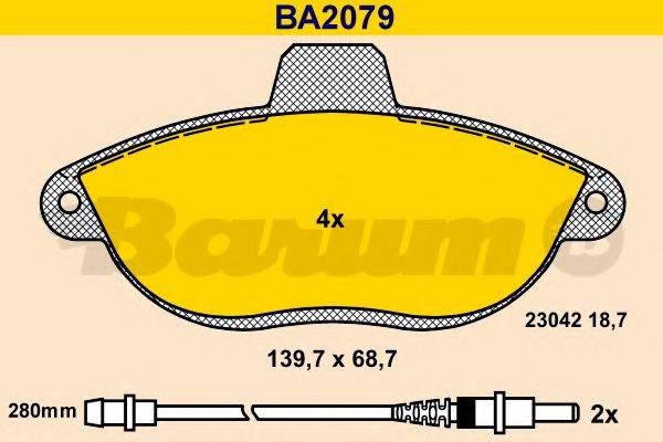 Комплект гальмівних колодок, дискове гальмо BARUM BA2079