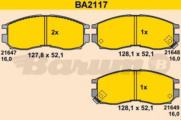 Комплект гальмівних колодок, дискове гальмо BARUM BA2117