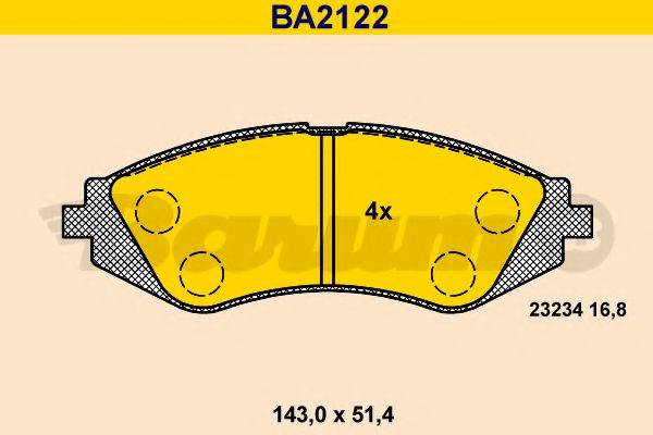 Комплект гальмівних колодок, дискове гальмо BARUM BA2122