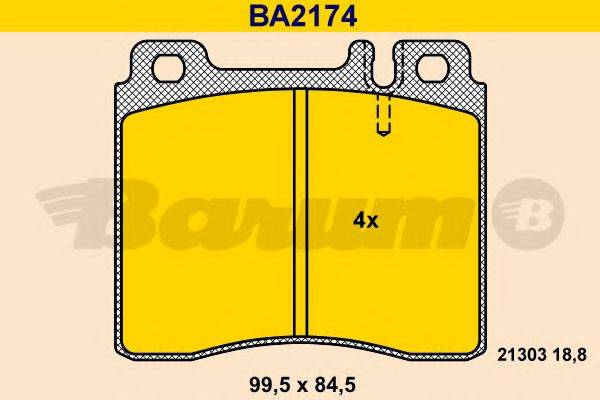 Комплект гальмівних колодок, дискове гальмо BARUM BA2174