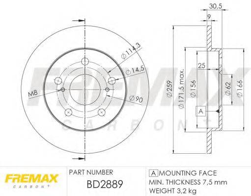 Тормозной диск FREMAX BD-2889
