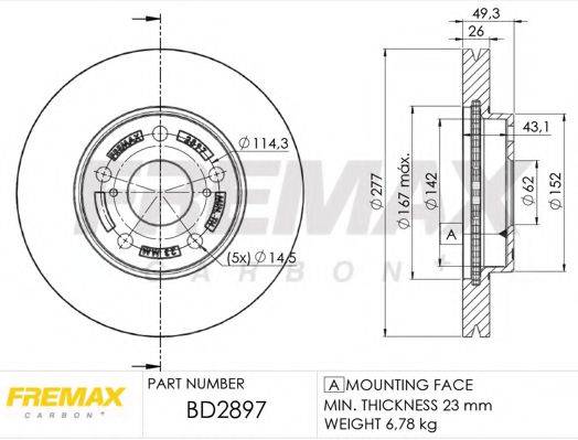 Тормозной диск FREMAX BD-2897
