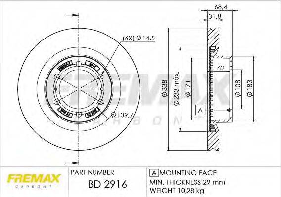 гальмівний диск FREMAX BD-2916