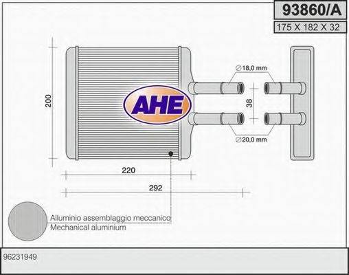 AHE 93860A Радиатор печки