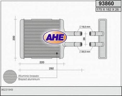 AHE 93860 Радиатор печки