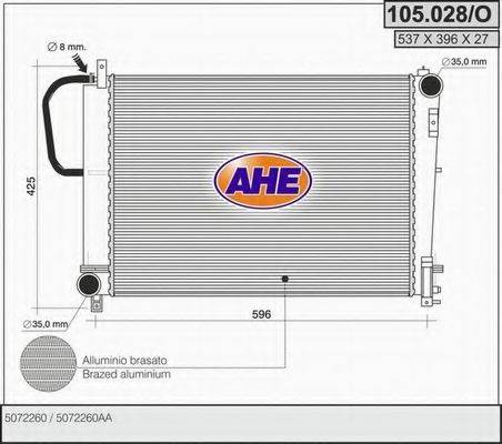 Радиатор охлаждения двигателя AHE 105.028/O