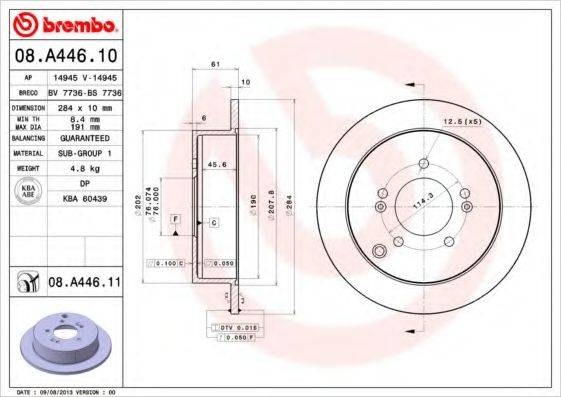Тормозной диск BREMBO 08.A446.10