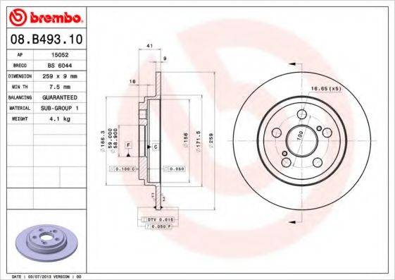 Тормозной диск BREMBO 08.B493.10