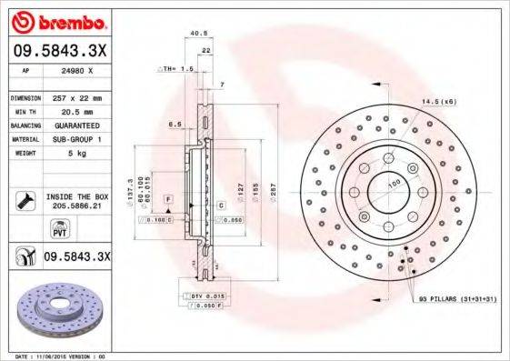 Тормозной диск BREMBO 09.5843.3X