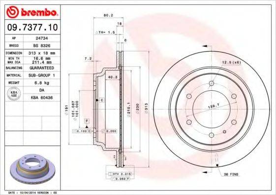Тормозной диск BREMBO 09.7377.10