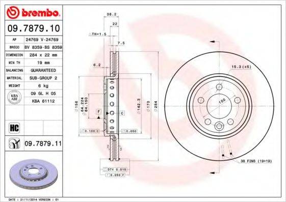 Тормозной диск BREMBO 09.7879.11