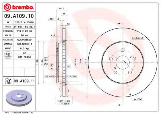 Тормозной диск BREMBO 09.A109.11