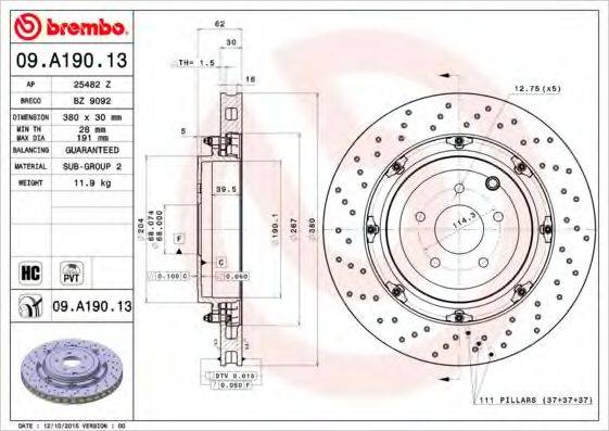 Тормозной диск BREMBO 09.A190.13
