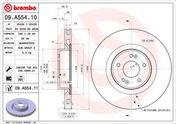 Тормозной диск BREMBO 09.A554.11