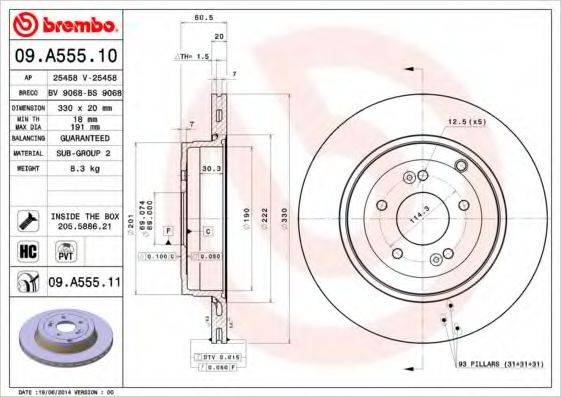 Тормозной диск BREMBO 09.A555.11