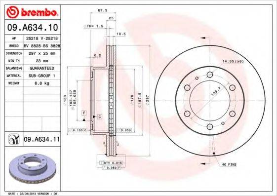 Тормозной диск BREMBO 09.A634.11