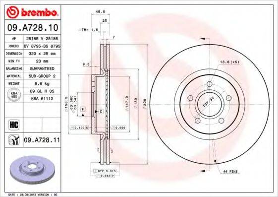 Тормозной диск BREMBO 09.A728.11