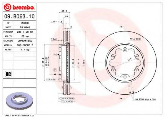 Тормозной диск BREMBO 09.B063.10