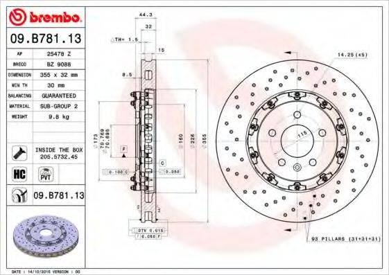 гальмівний диск BREMBO 09.B781.13