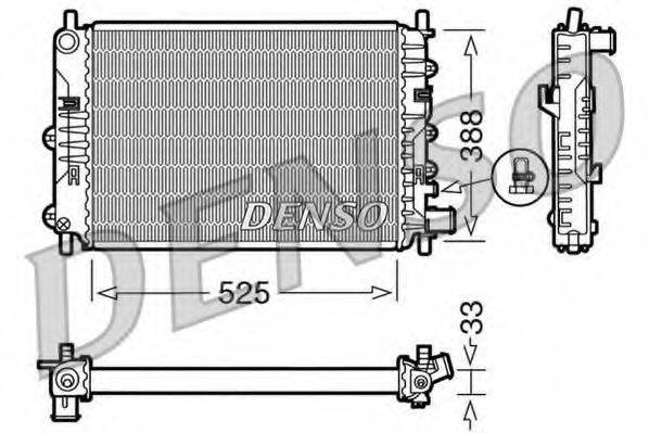 Радіатор, охолодження двигуна DENSO DRM10025