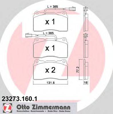 Комплект гальмівних колодок, дискове гальмо ZIMMERMANN 23273.160.1