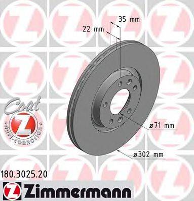 Тормозной диск ZIMMERMANN 180.3025.20