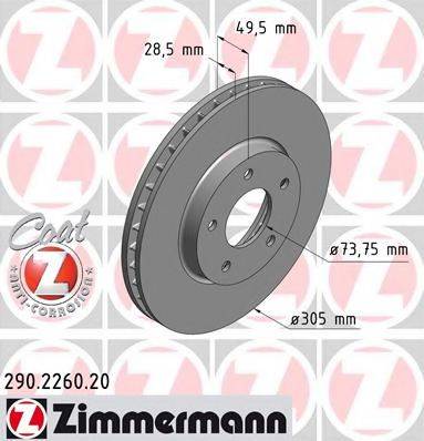 Тормозной диск ZIMMERMANN 290.2260.20