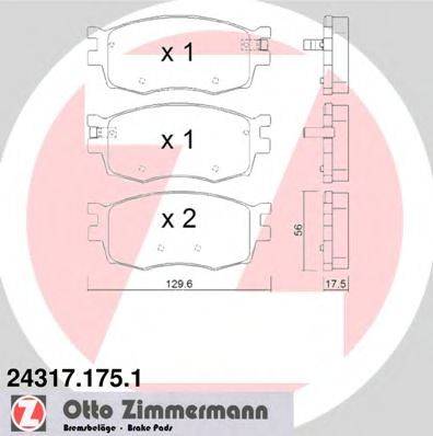 Комплект гальмівних колодок, дискове гальмо ZIMMERMANN 24317.175.1