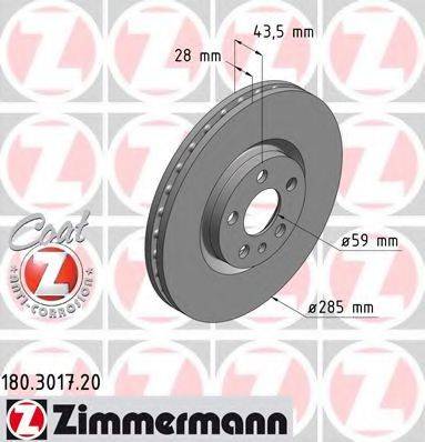 Тормозной диск ZIMMERMANN 180.3017.20