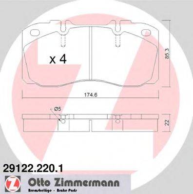Комплект гальмівних колодок, дискове гальмо ZIMMERMANN 29122.220.1