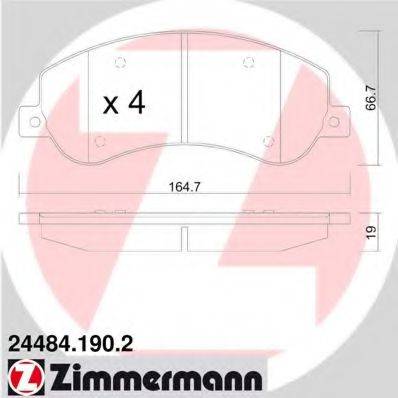 Комплект гальмівних колодок, дискове гальмо ZIMMERMANN 24484.190.2