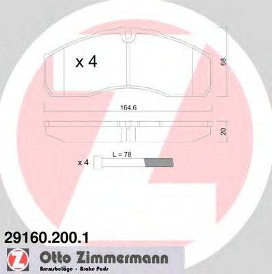 Комплект гальмівних колодок, дискове гальмо ZIMMERMANN 29160.200.1